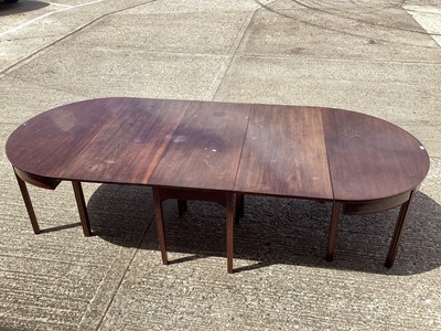 Lot 1278 - George III and later mahogany D-end dining table