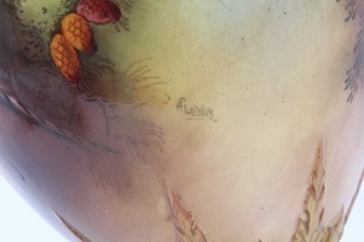 Lot 292 - Royal Worcester twin-handled vase, hand painted with pheasants and signed A Lewis, dated code for 1907, 29.5cm high