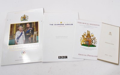 Lot 175 - The Diamond Jubilee of H.M.Queen Elizabeth II 2012, Official "Thank you" reply card sent to correspondants from The Queen, Official souvenir Programme, Diamond Jubilee Concert programme and the off...