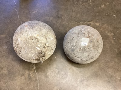 Lot 1425 - Two antique stone garden spheres, the largest approximately 35cm diameter