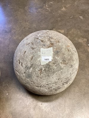 Lot 1425 - Two antique stone garden spheres, the largest approximately 35cm diameter