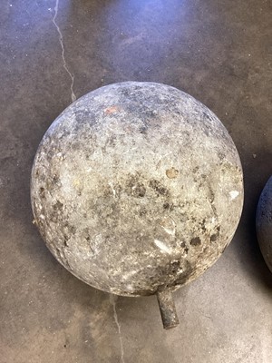 Lot 1425 - Two antique stone garden spheres, the largest approximately 35cm diameter