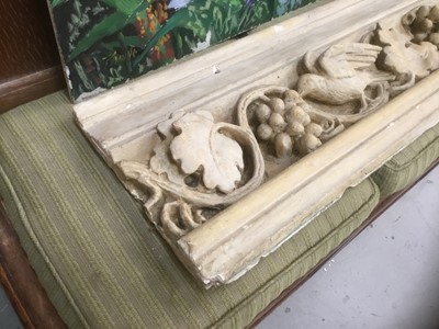 Lot 902 - Late 19th century Arts and Crafts architectural frieze, finely modelled with scrolling vines and birds, 148cm long