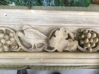 Lot 902 - Late 19th century Arts and Crafts architectural frieze, finely modelled with scrolling vines and birds, 148cm long