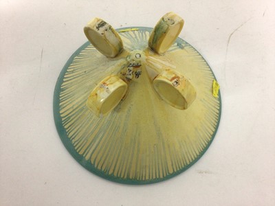 Lot 1001 - Art Deco Clarice Cliff Bizarre 'Fragrance' pattern bowl of conical form with four circular disc feet.