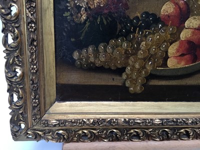 Lot 160 - English school, late 19th century, oil on canvas - still life of fruit, in gilt frame