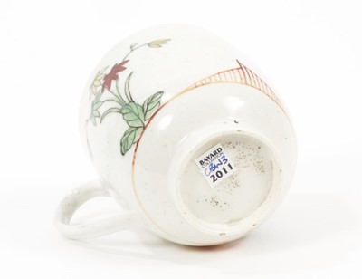 Lot 15 - A Worcester coffee cup, circa 1770, polychrome painted with Chinese figures, 6.25cm high