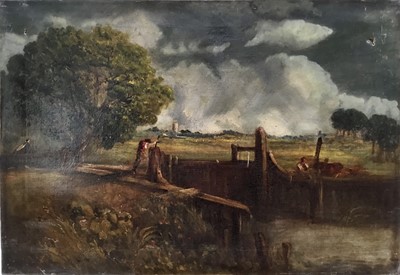 Lot 234 - After John Constable, oil on canvas - The lock gate