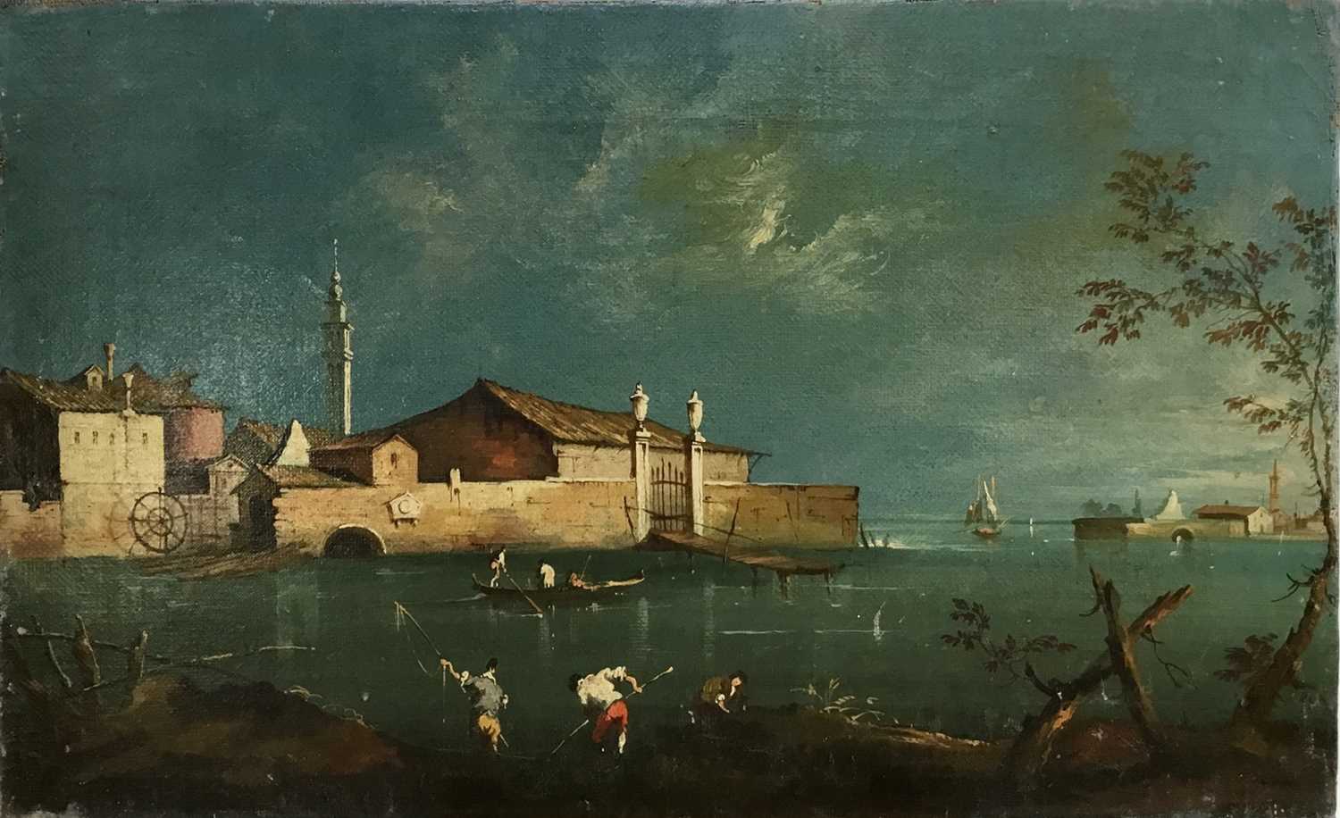 Lot 233 - Follower of Antonio Guardi, oil on canvas, Venetian scene