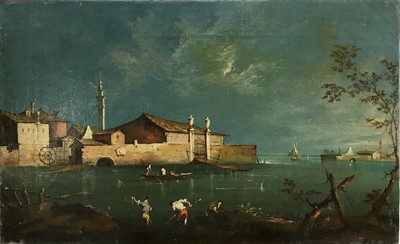 Lot 233 - Follower of Antonio Guardi, oil on canvas, Venetian scene