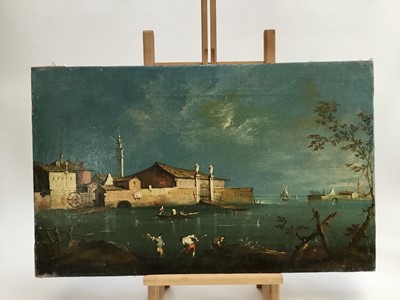 Lot 233 - Follower of Antonio Guardi, oil on canvas, Venetian scene