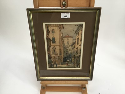 Lot 229 - Pair of 19th century watercolours depicting Continental streets
