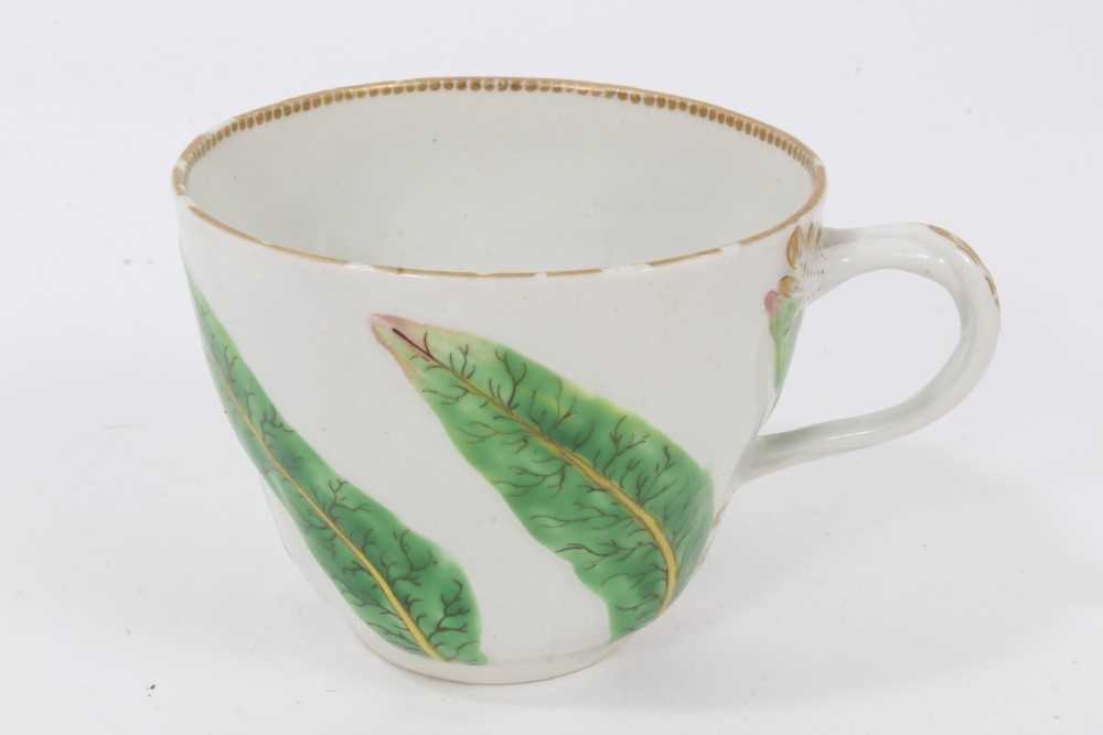 Lot 21 - A rare Worcester Scolopendrium pattern cup, with moulded leaf pattern, ex-Zoresnky collection, 6.25cm high