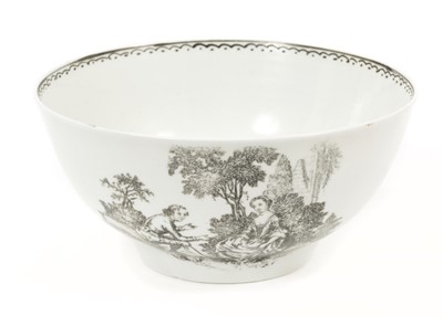 Lot 45 - A rare Liverpool bowl, circa 1770, printed after Sadler with the Rock Garden pattern, 12.5cm diameter
