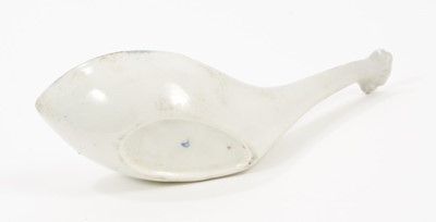 Lot 47 - A rare Worcester blue and white rice spoon, painted with the Gillyflower pattern, crescent mark to base, 13.5cm long