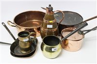 Lot 895 - Collection of antique copper and brass to...