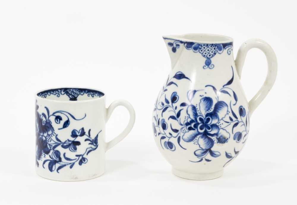 Lot 62 - A Worcester blue and white sparrow beak jug and coffee can, circa 1780, both decorated in the Mansfield pattern (2)