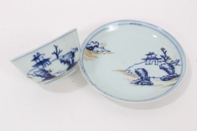 Lot 68 - 18th century Chinese Imari style tea bowl and saucer, together with an 18th century Chinese cargo-style tea bowl and saucer (4)