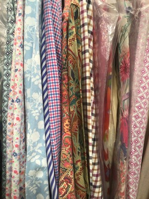 Lot 2065 - Ladies Shirts by James Meade, Charles Trywhitt, floral, chinz, paisley etc(10), size 20. Plus four long chiffon tops.