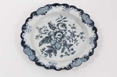 Lot 76 - A Liverpool Pennington blue and white dish, circa 1780, of lobed form, printed in the Fruit pattern, 16cm diameter