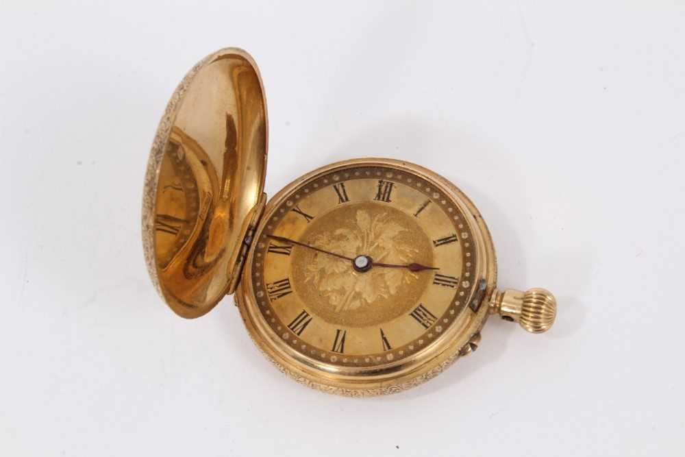 Lot 563 - Late 19th century Swiss 18ct gold fob watch