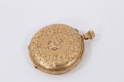 Lot 563 - Late 19th century Swiss 18ct gold fob watch