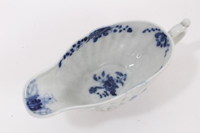 Lot 86 - A Samson blue and white moulded sauceboat, in the style of Worcester, 18.5cm from spout to handle