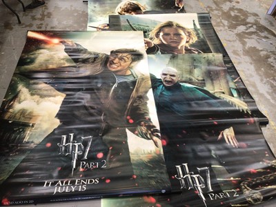 Lot 1471 - Four very large Harry Potter cinema lobby hangings for HP7 depicting Harry, Ron, Hermione and Voldemort, each approximately 230 x 153cm