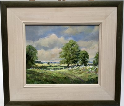 Lot 362 - David Slater (b.1943) acrylic on paper - August in Suffolk, 24cm x 29cm, framed