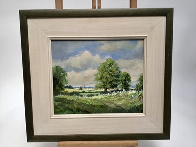 Lot 57 - David Slater (b.1943) acrylic on paper - August in Suffolk, 24cm x 29cm, framed