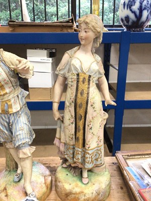 Lot 37 - Pair of late 19th century continental bisque porcelain figures.