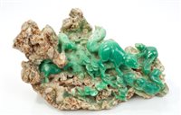 Lot 843 - Unusual Chinese green mineral Carsving...