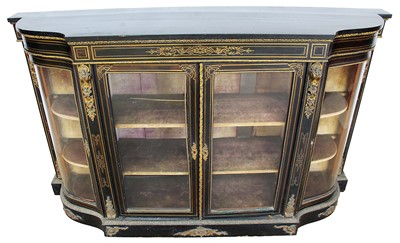 Lot 1324 - Victorian ebony and brass mounted serpentine sideboard