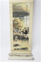 Lot 845 - Three 19th century Chinese ink scroll...