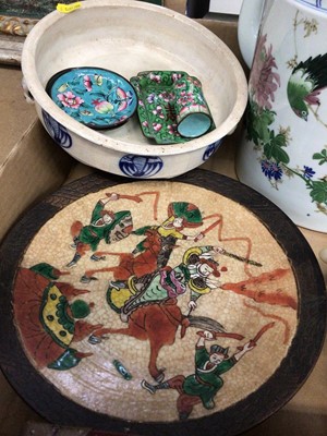 Lot 105 - Japanese kettle, soapstone carving and other oriental ware