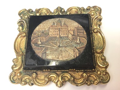Lot 10 - Antique Grand Tour micro mosaic depicting Vatican City, in yellow metal brooch mount