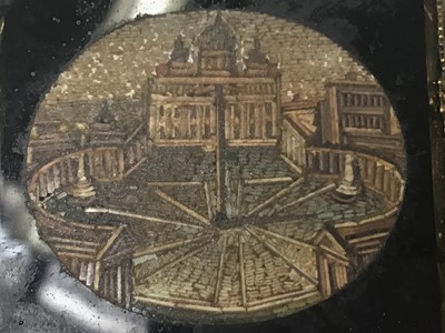 Lot 10 - Antique Grand Tour micro mosaic depicting Vatican City, in yellow metal brooch mount
