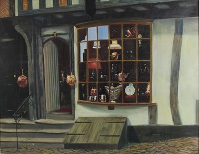 Lot 1058 - Gerald Davison Coulson (b.1926) oil on canvas - The Antique Shop, signed, 71cm x 92cm, framed