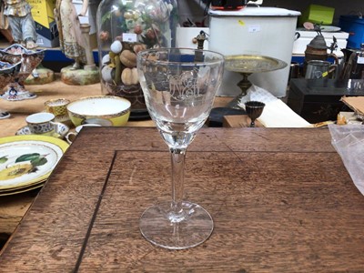 Lot 59 - London & North Eastern Railway wine glass, the bowl etched LNER