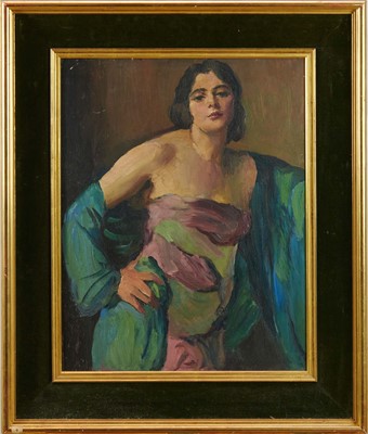Lot 1014 - *Gerald Spencer Pryse (1882-1956) oil on board - half length portrait of a girl, 50 x 40cm, framed