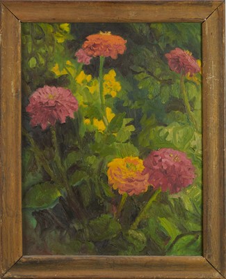 Lot 1012 - *Gerald Spencer Pryse (1882-1956) oil on canvas - Zinnias, 51 x 41cm, framed
