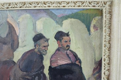 Lot 1013 - *Gerald Spencer Pryse (1882-1956) oil on canvas - Figures in a market, Tangiers, 41 x 50cm, framed