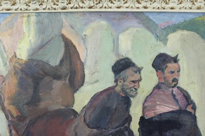 Lot 1013 - *Gerald Spencer Pryse (1882-1956) oil on canvas - Figures in a market, Tangiers, 41 x 50cm, framed