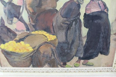 Lot 1013 - *Gerald Spencer Pryse (1882-1956) oil on canvas - Figures in a market, Tangiers, 41 x 50cm, framed