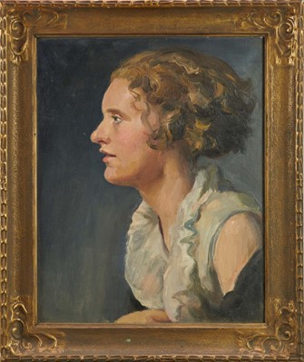 Lot 1021 - *Gerald Spencer Pryse (1882-1956) oil on canvas - Portrait in profile, 51 x 41cm, framed