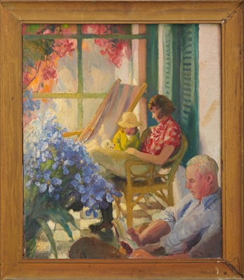 Lot 1044 - *Gerald Spencer Pryse (1882-1956) oil on canvas, The Artist's family in an interior, 78 x 61cm, framed