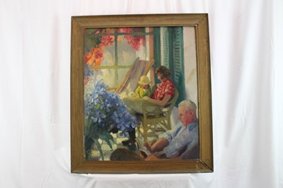 Lot 1044 - *Gerald Spencer Pryse (1882-1956) oil on canvas, The Artist's family in an interior, 78 x 61cm, framed