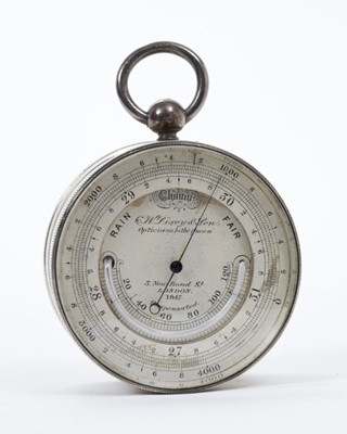 Lot 345 - Victorian silver cased travelling pocket barometer/thermometer/compass