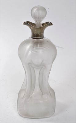 Lot 340 - Victorian silver mounted spirit decanter with ‘pinched’ ribbed glass body