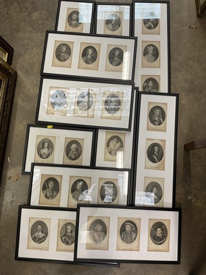 Lot 247 - Set of antique framed engravings of the kings and queens of England